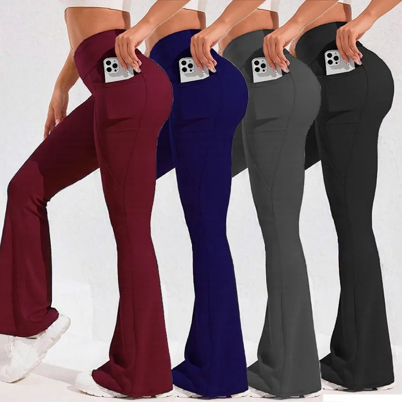 Legging de Yoga Taille Haute Évasé avec Poche
